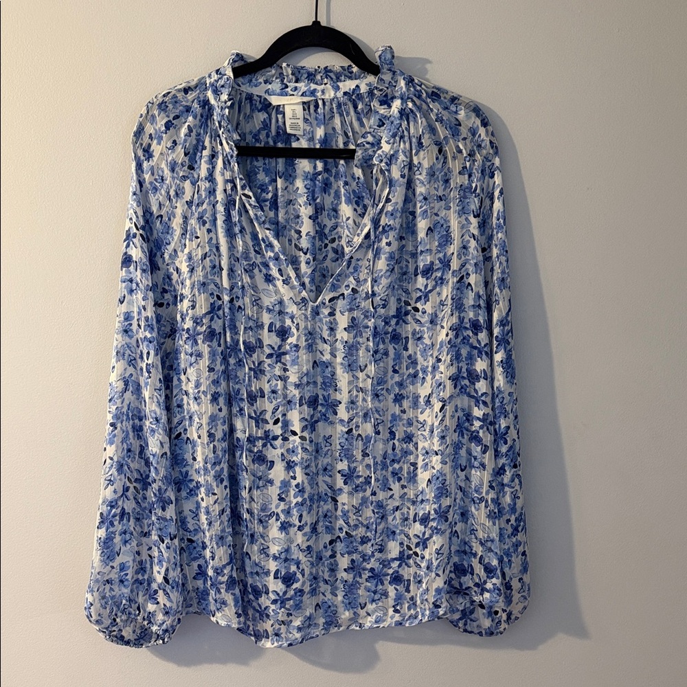 H&M Blue Floral Blouse